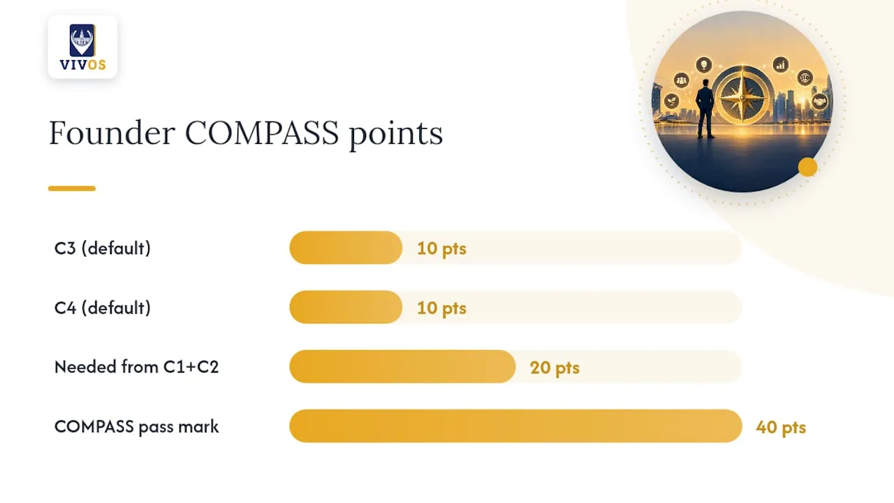 How do founders of new companies and small firms score under COMPASS? — overview diagram
