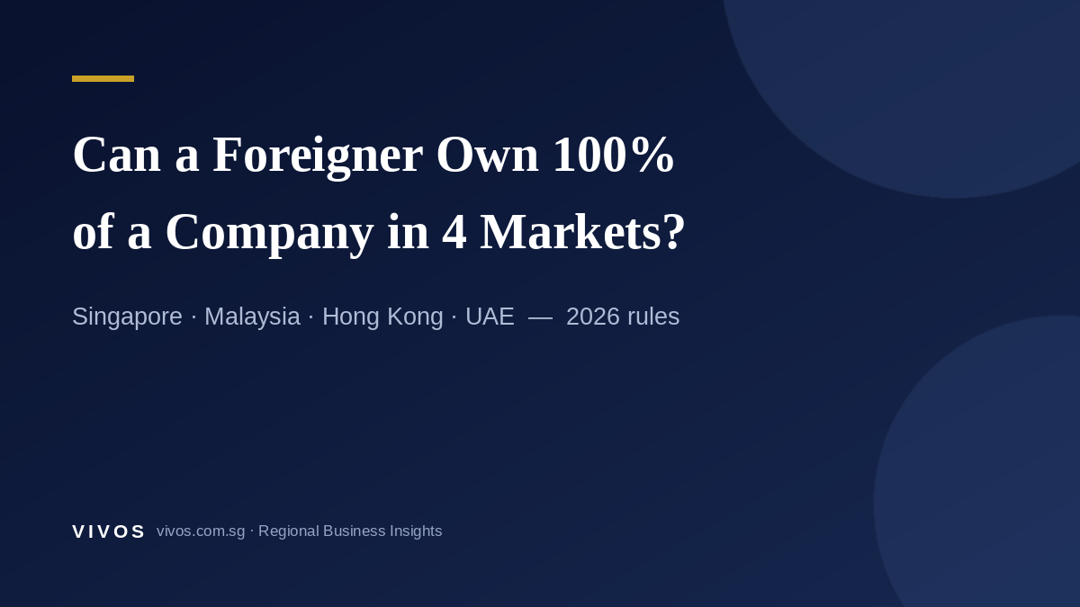 Can a Foreigner Set Up a Company in Singapore, Malaysia, Hong Kong or the UAE? (2026 Rules)