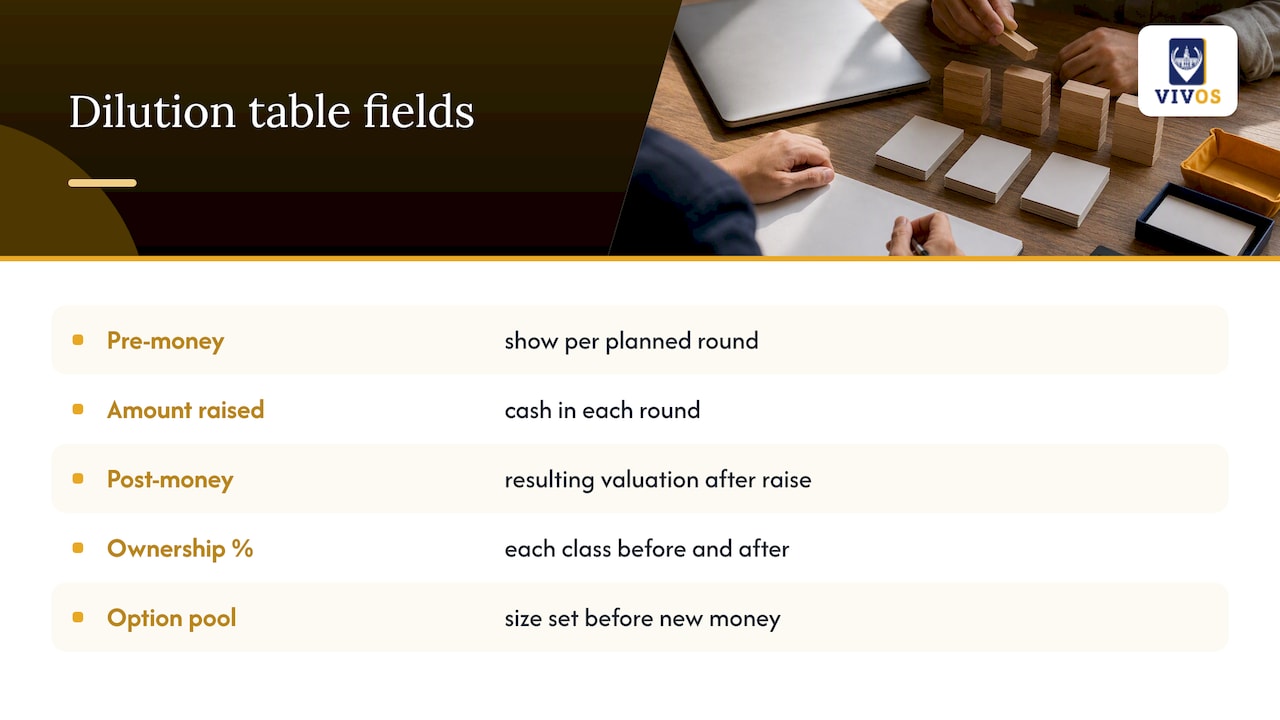 How does equity dilution fit into the model? — overview diagram