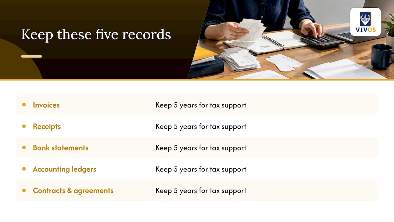 Five types of company records to retain