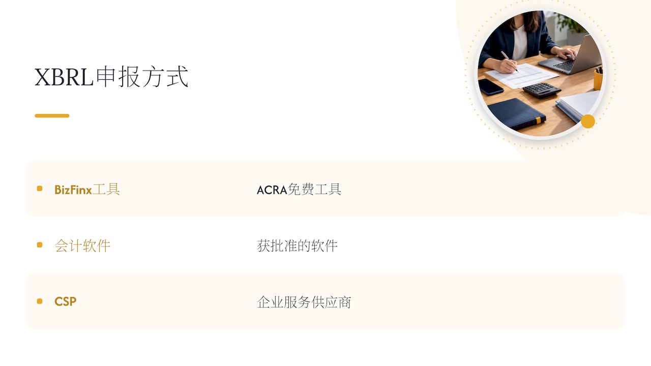 ACRA规定的三种XBRL申报准备方式